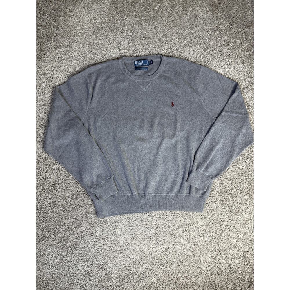 Polo Ralph Lauren Sweatshirt Mens 2XL Gray Red Embroidered Pony Crewneck Fleece